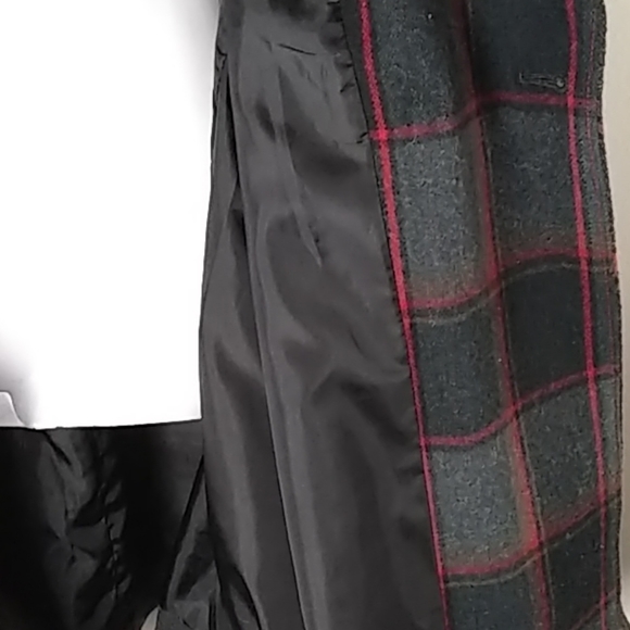 Jacket, Red/Gray Plaid, Wool Blend, Lined, Size M - Picture 5 of 8